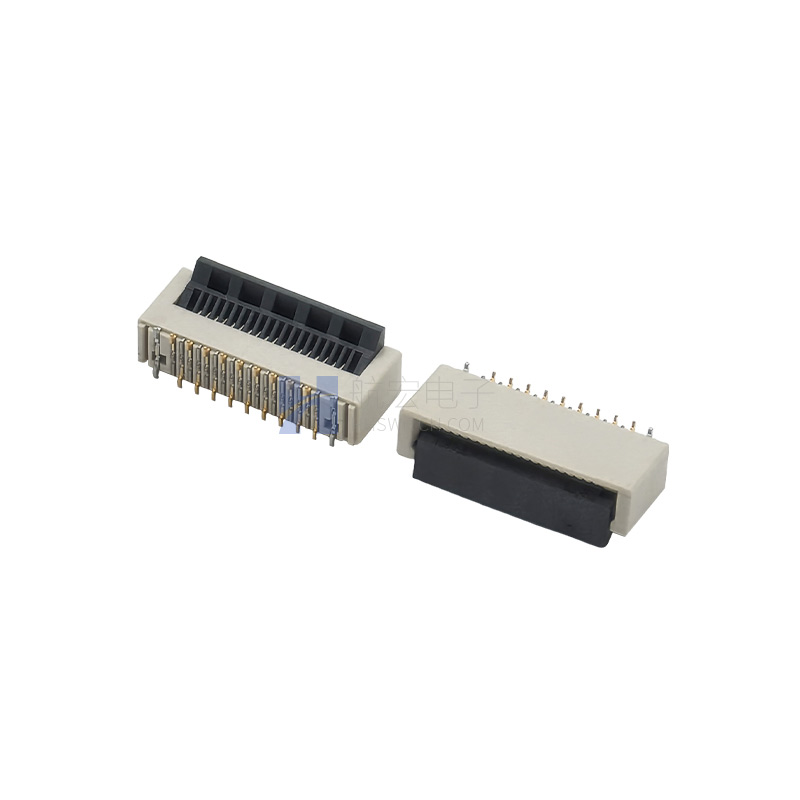 FPC连接器 0.5间距18P 翻盖立贴H5.1白色 扁平排线插座 液晶屏座