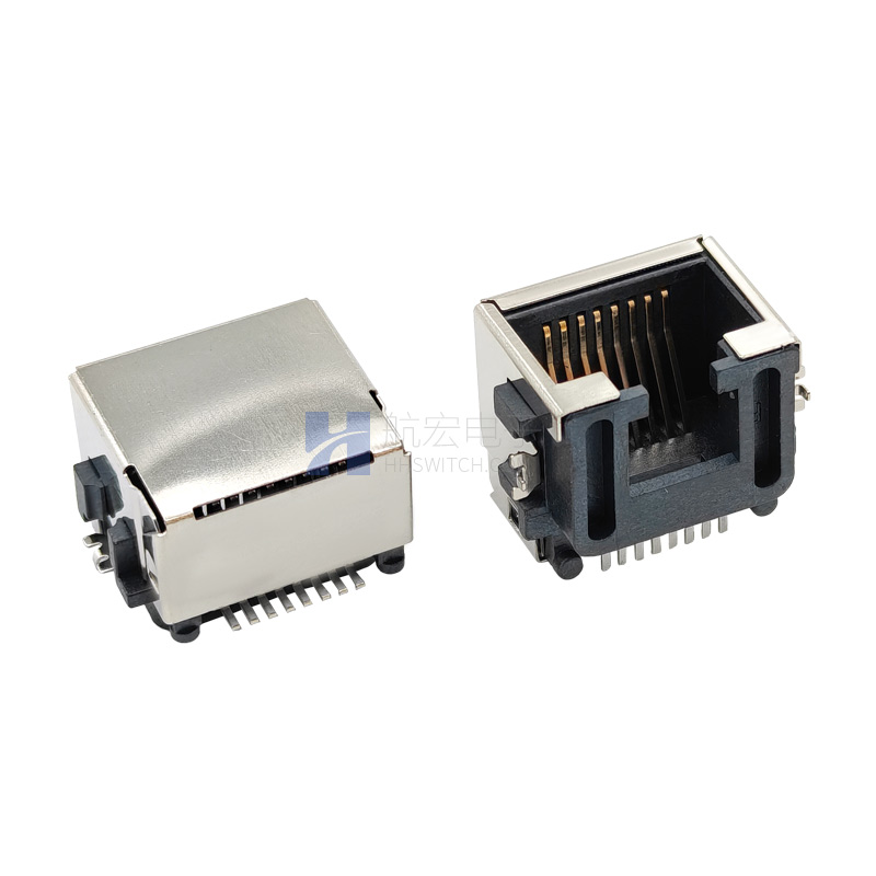 网口连接器RJ45沉板8.6全包 SMT 网络接口插座