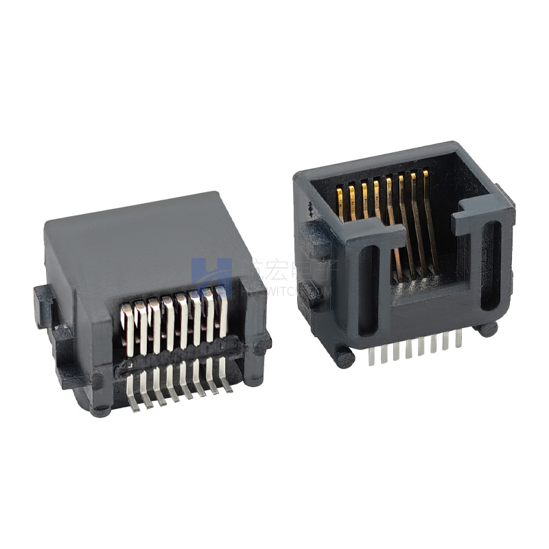 网口连接器RJ45沉板8.45mm全塑 SMT 网络接口插座