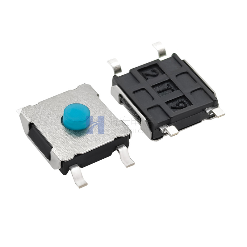 贴片轻触开关6.2X6.2X2.7H 青色按钮 小头硅胶按键